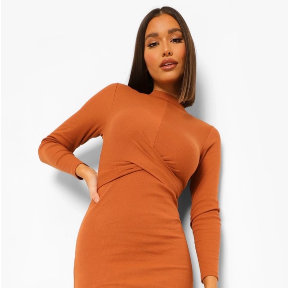 Ribbed crossed midi dress - Picture 1 of 3